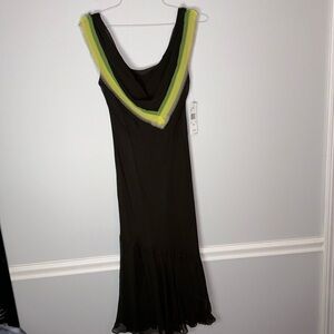 Anne Klein Silk Brown Green Slip Dress 12 New